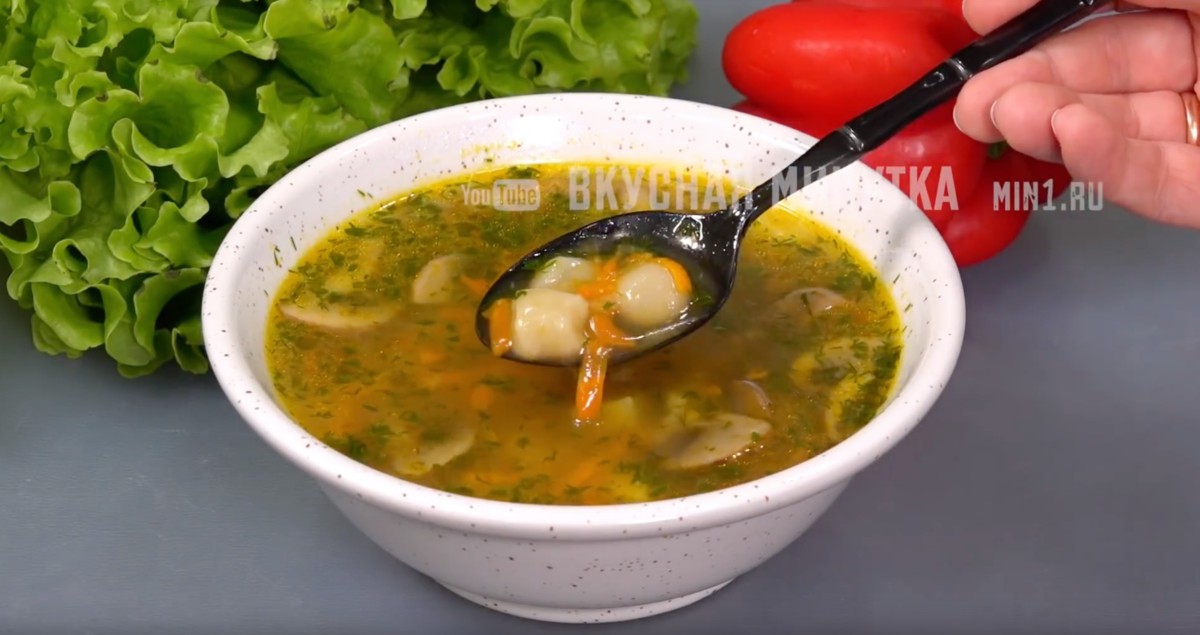 Грибной суп с клёцками – кулинарный рецепт
